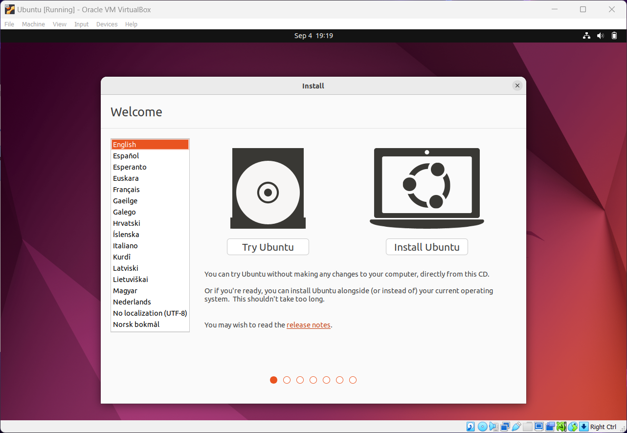 Figure A-8: The Ubuntu installer main page