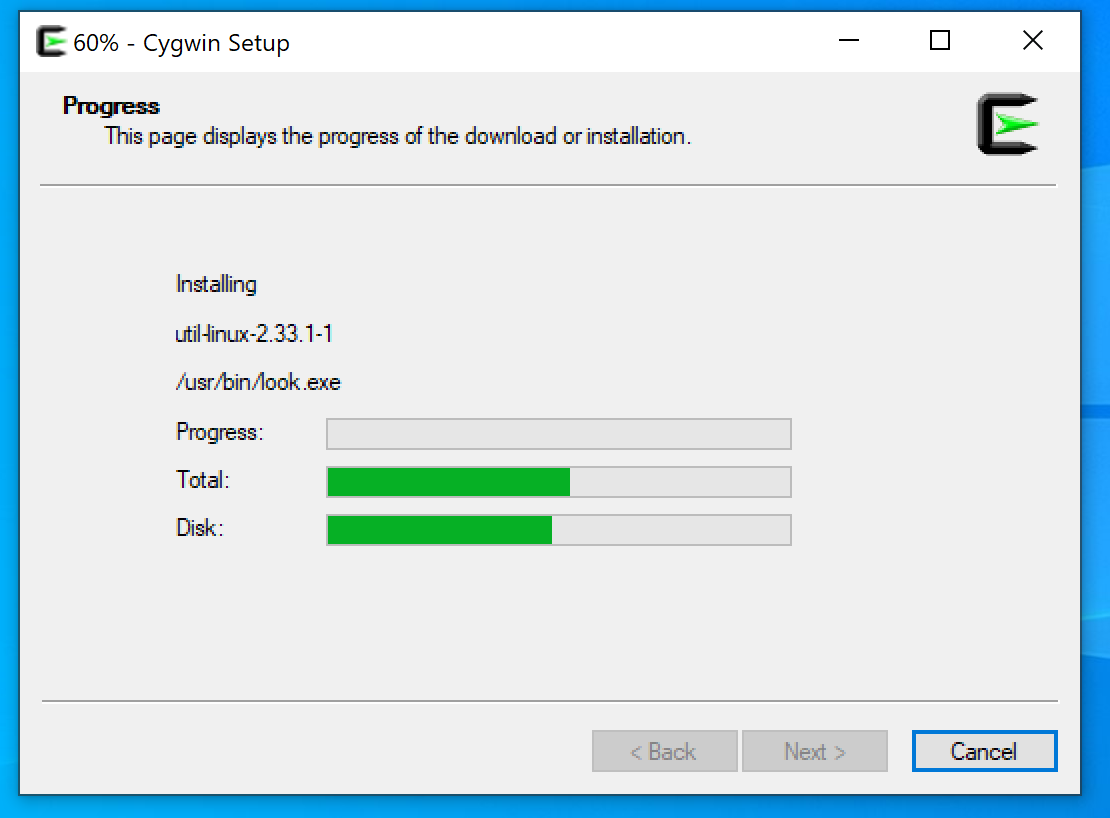 Screenshot: Cygwin Setup
