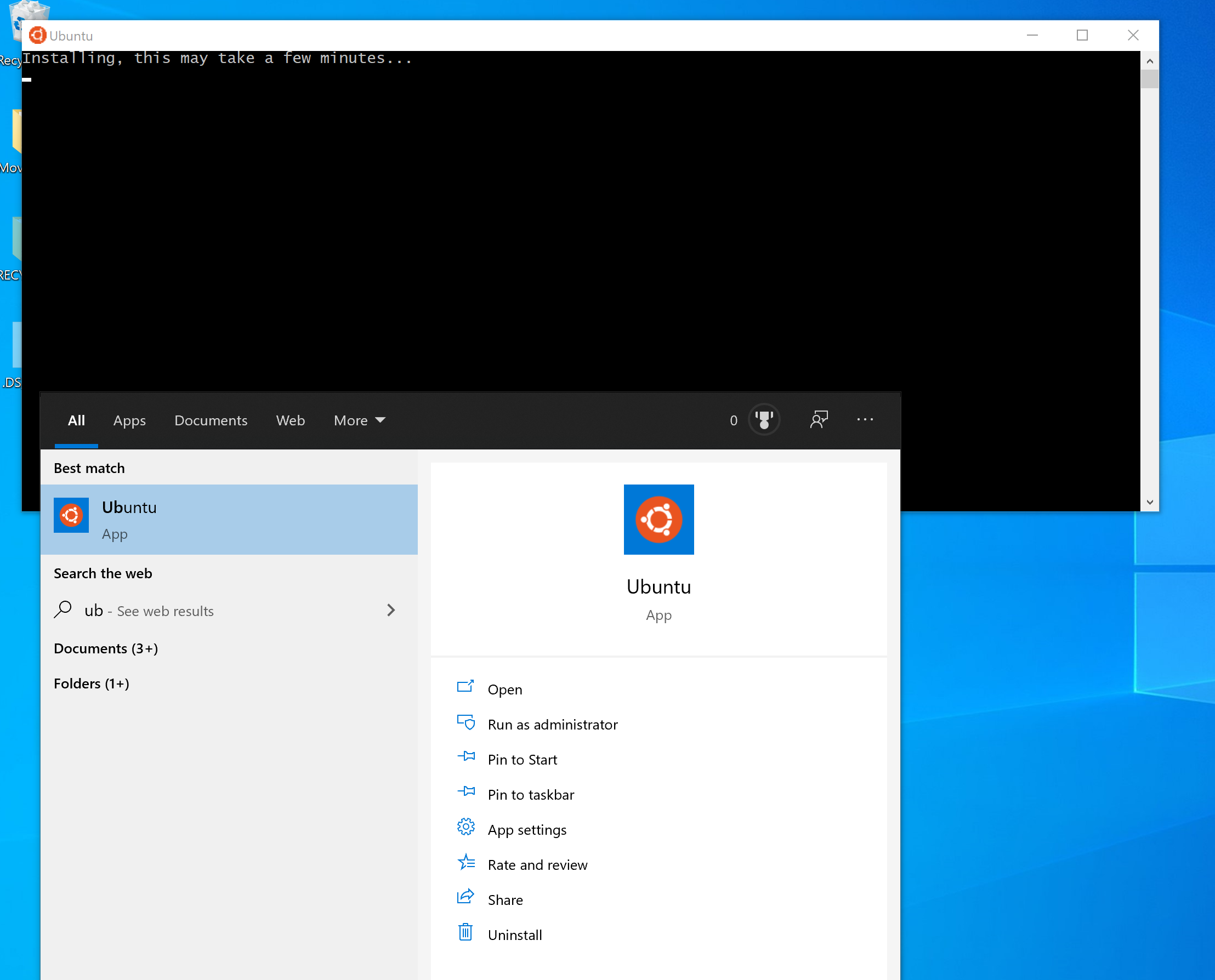 Screenshot: Initialise Ubuntu