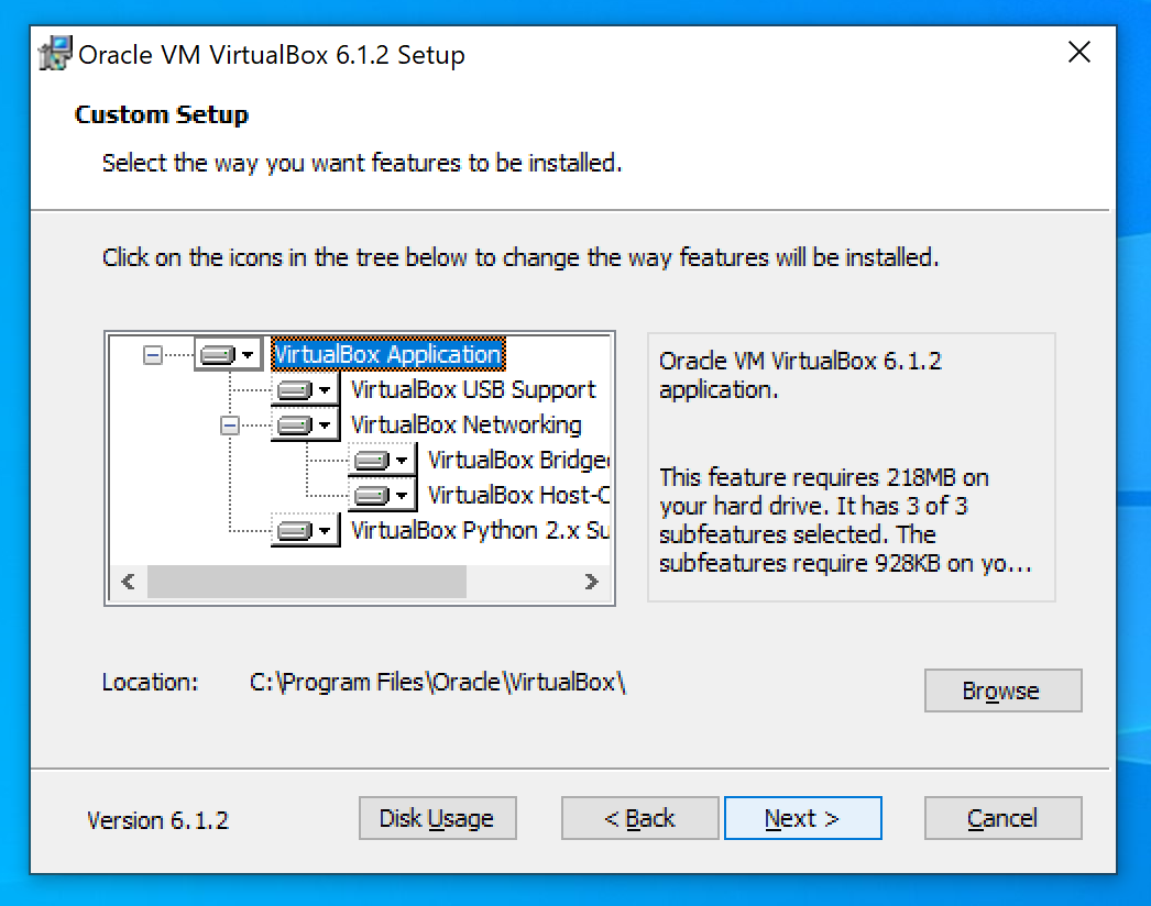 Screenshot: VirtualBox Setup
